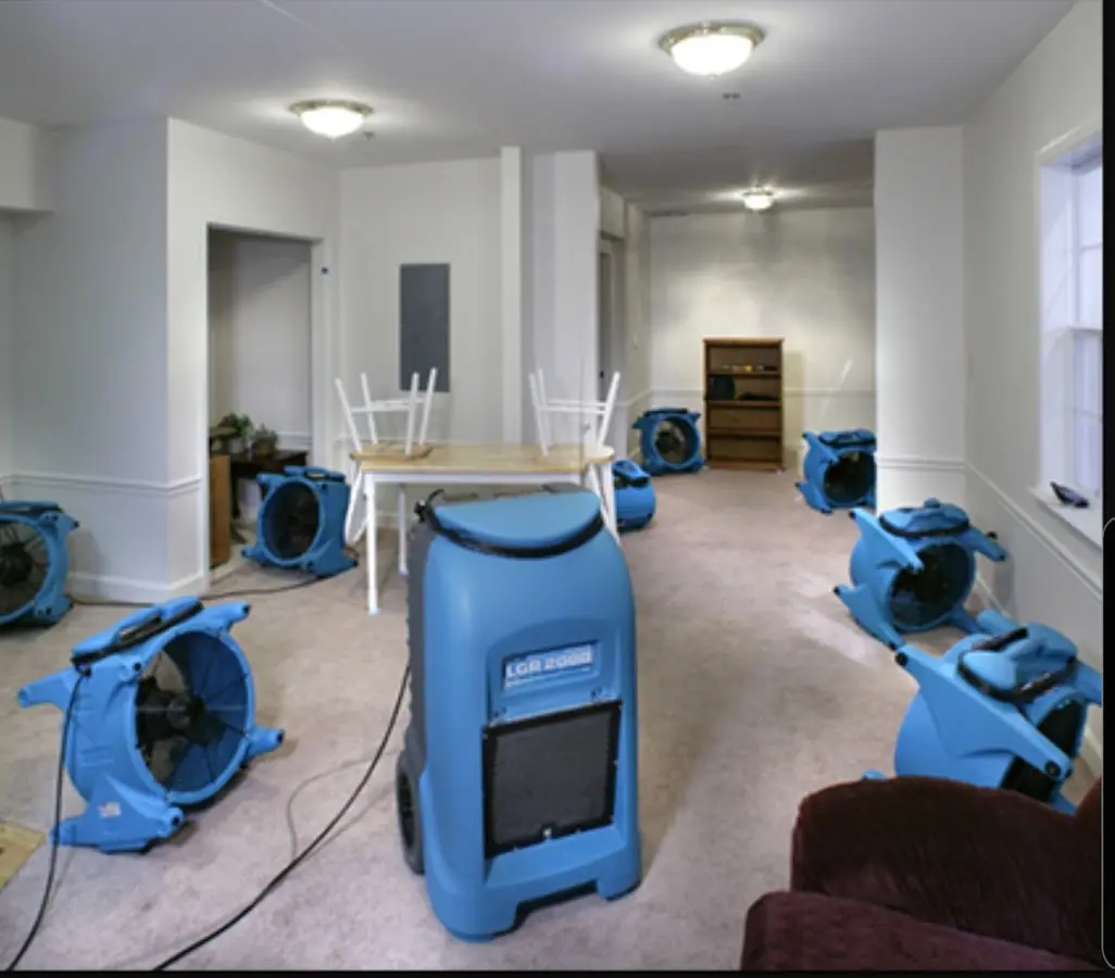 Air movers and dehumidifier setup for Water Extraction & Removal in Fort Lee